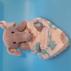 Petite L'Amour Plush Elephant Baby Security Blanket Lovey Unisex Sherpa on back